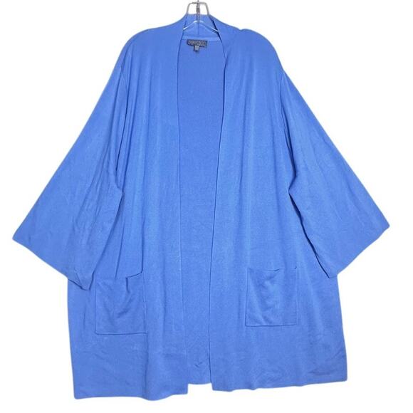 Selection by Ulla Popken Women Open Kimono Sleeve Periwinkle Cardigan Sz 24 EC - Picture 6 of 16